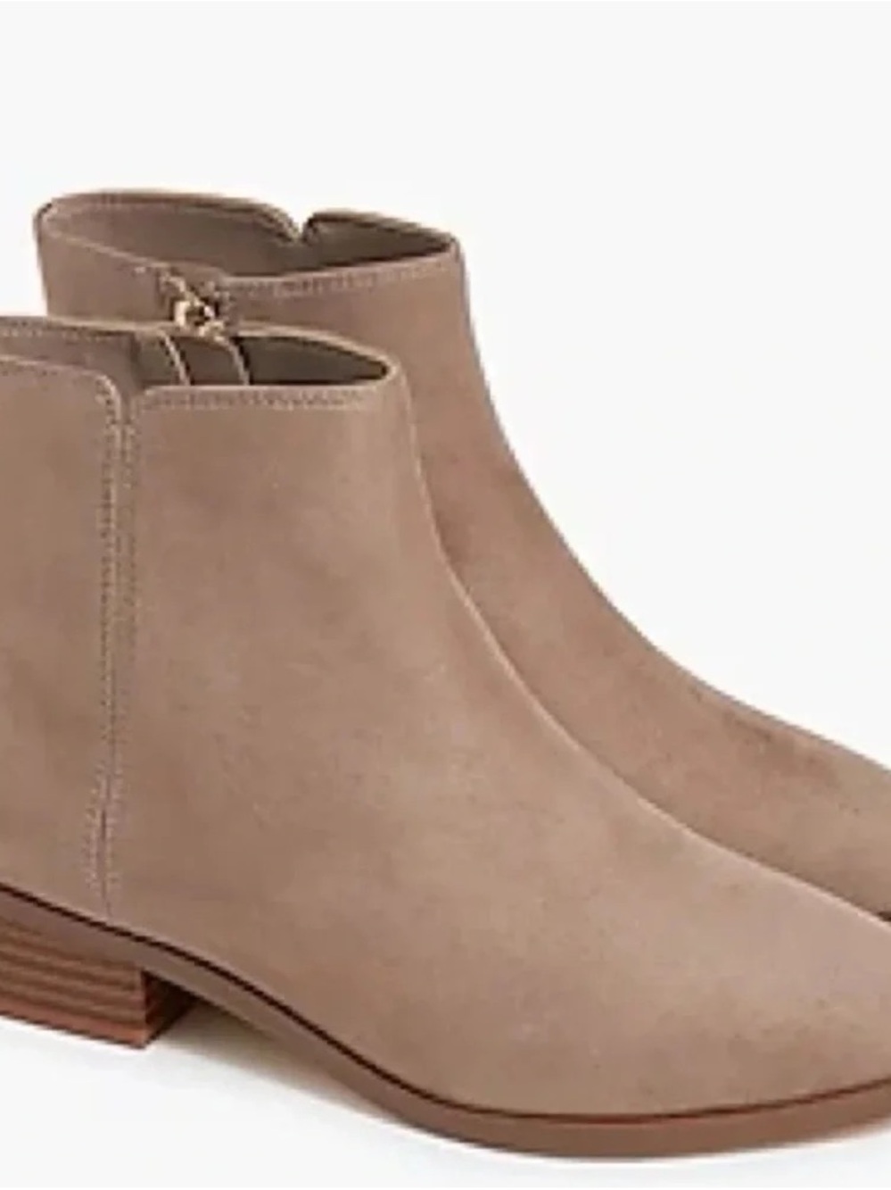 J. Crew Factory Taupe Vegan Suede Ankle Booties with Side Zip